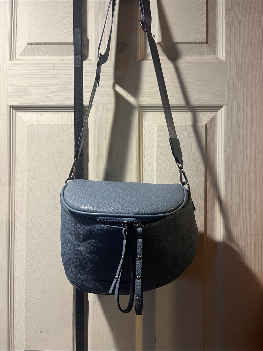 Montana West Slate Blue Pebbled Crossbody Saddle Bag